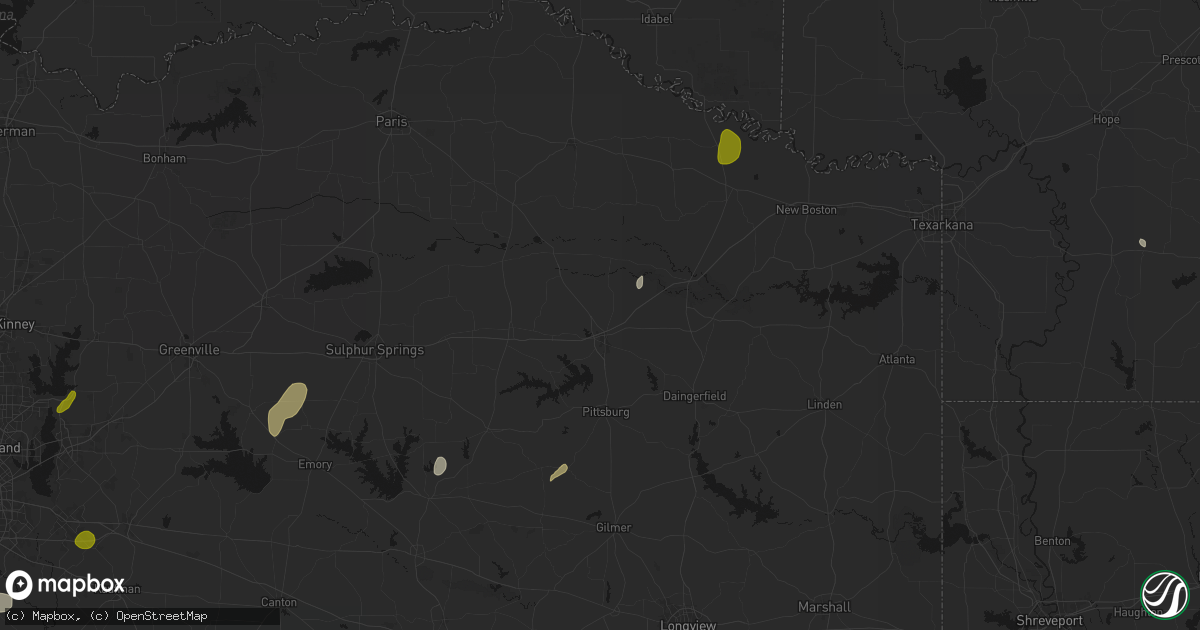 Hail map in Mount Pleasant, TX on June 2, 2026