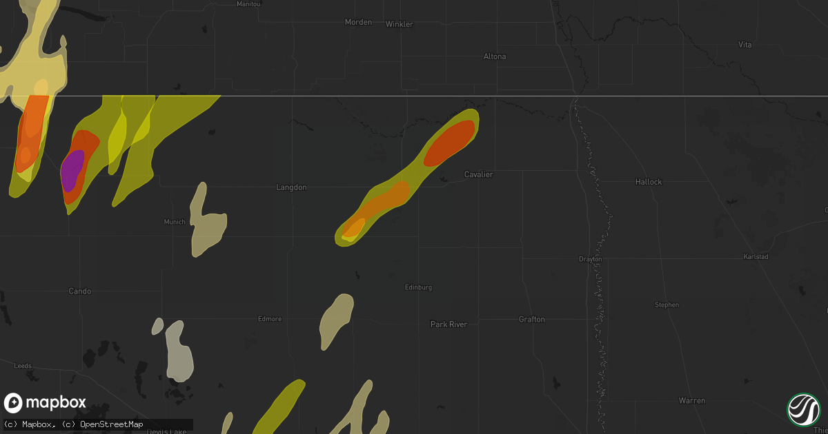 Hail map in Mountain, ND on June 2, 2026
