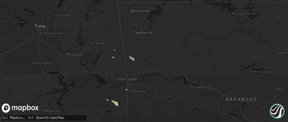 Hail map in Mountainburg, AR on June 2, 2026