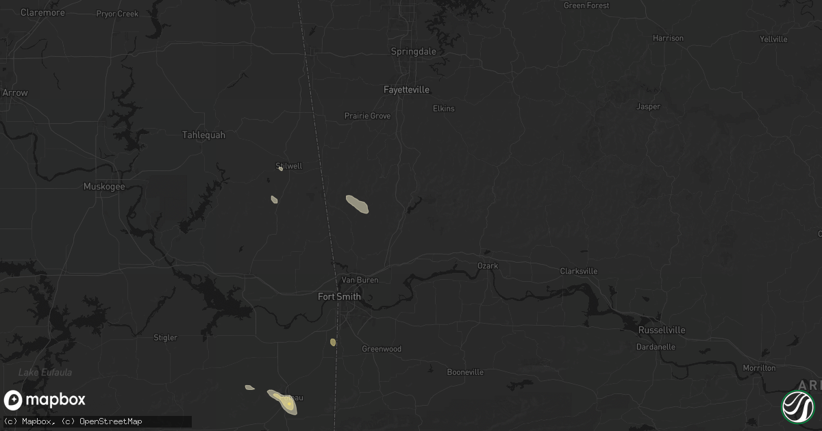 Hail map in Mountainburg, AR on June 2, 2026