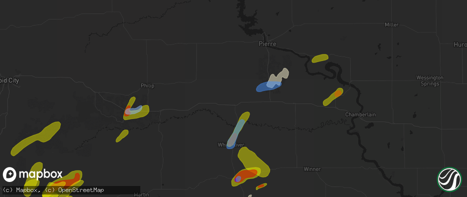 Hail map in Murdo, SD on June 2, 2026