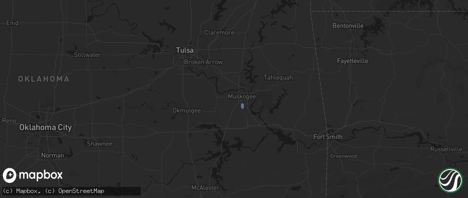 Hail map in Muskogee, OK on June 2, 2026