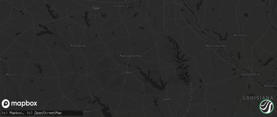 Hail map in Nacogdoches, TX on June 2, 2026