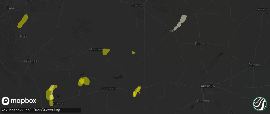 Hail map in Nara Visa, NM on June 2, 2026