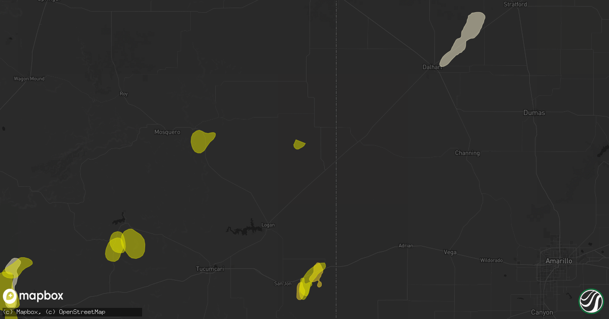 Hail map in Nara Visa, NM on June 2, 2026