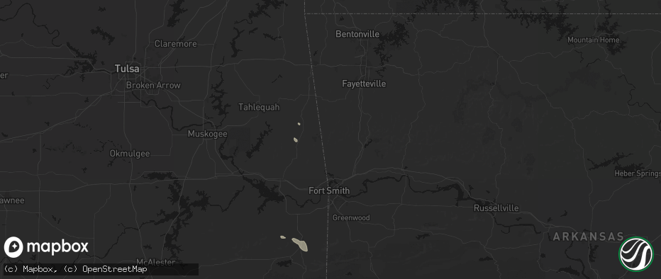 Hail map in Natural Dam, AR on June 2, 2026