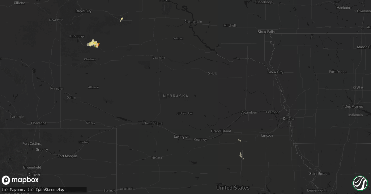 Hail map in Nebraska on June 2, 2026