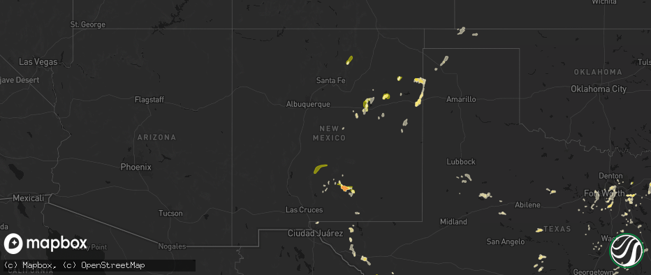 Hail map in New Mexico on June 2, 2026