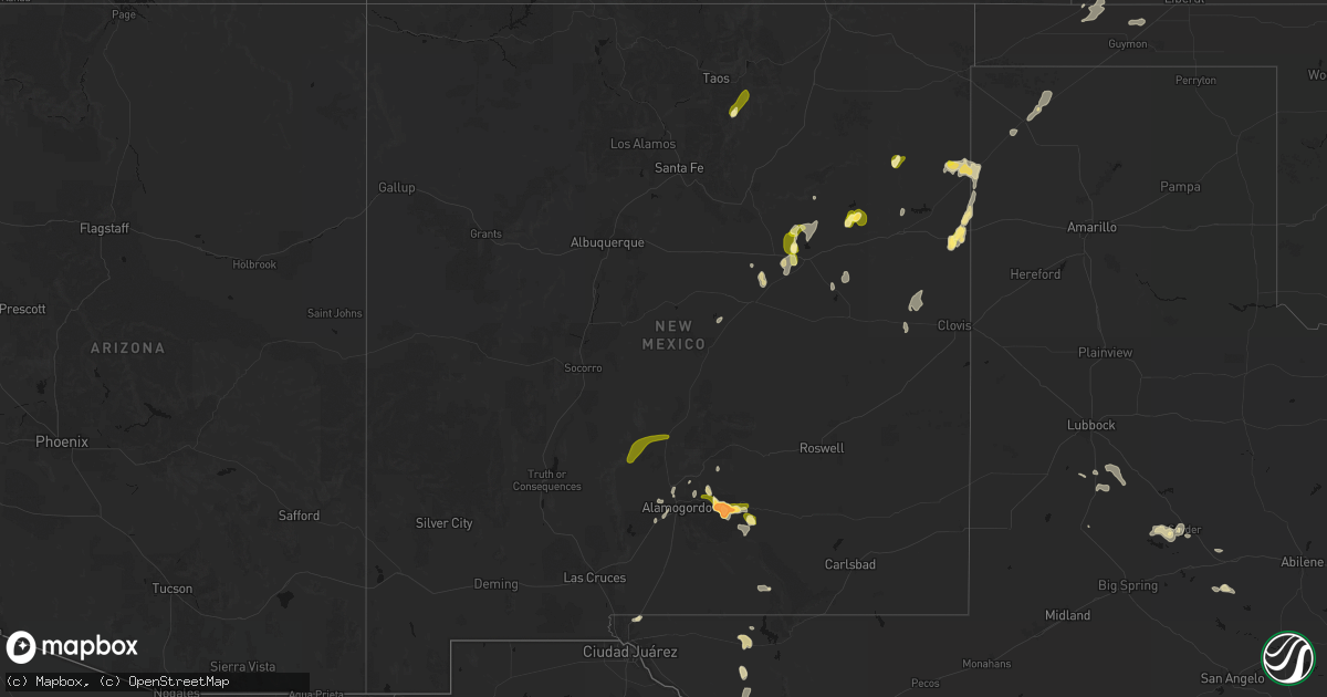 Hail map in New Mexico on June 2, 2026