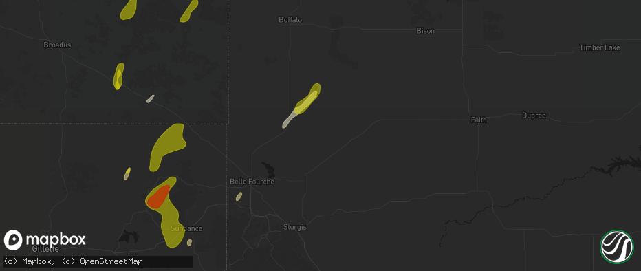Hail map in Newell, SD on June 2, 2026