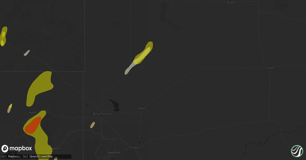 Hail map in Newell, SD on June 2, 2026