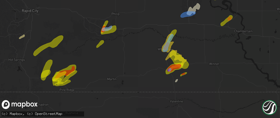 Hail map in Norris, SD on June 2, 2026