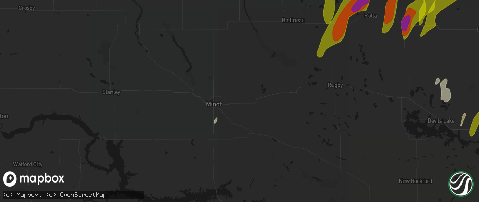 Hail map in Norwich, ND on June 2, 2026