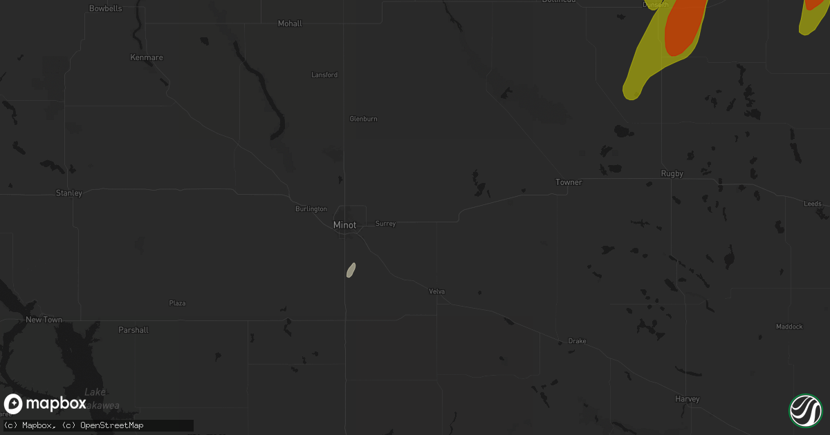 Hail map in Norwich, ND on June 2, 2026