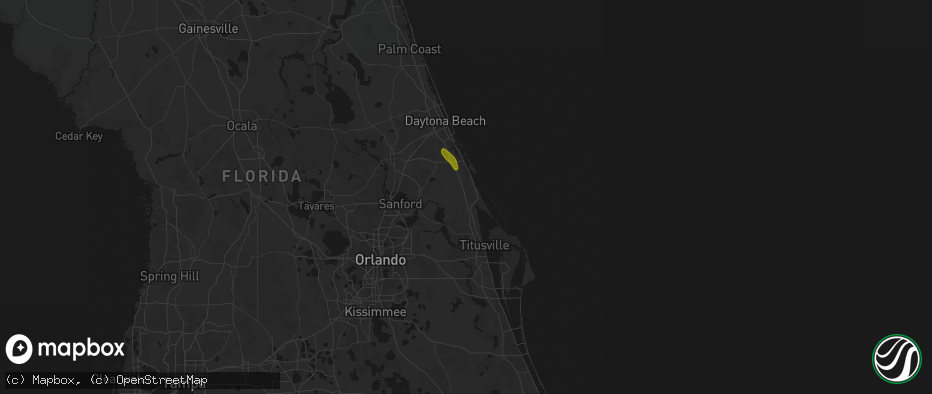 Hail map in Oak Hill, FL on June 2, 2026