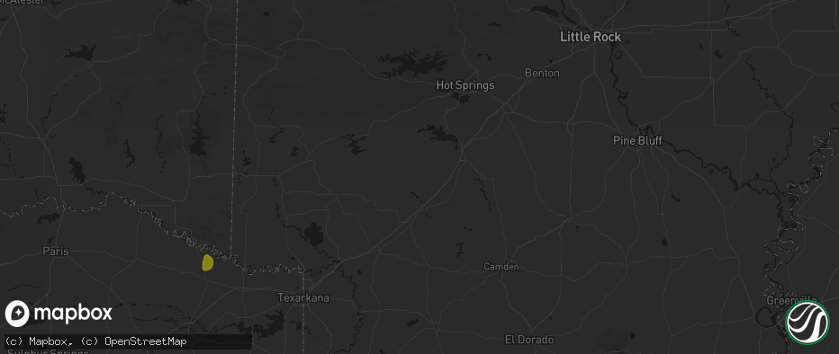 Hail map in Okolona, AR on June 2, 2026
