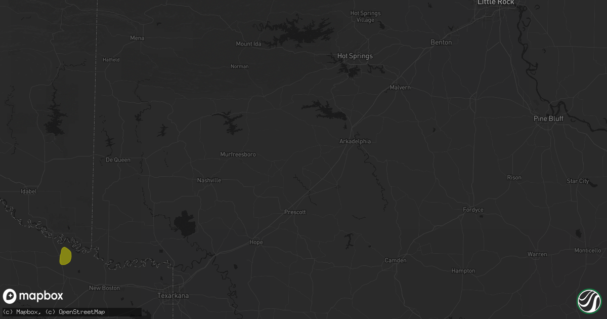 Hail map in Okolona, AR on June 2, 2026