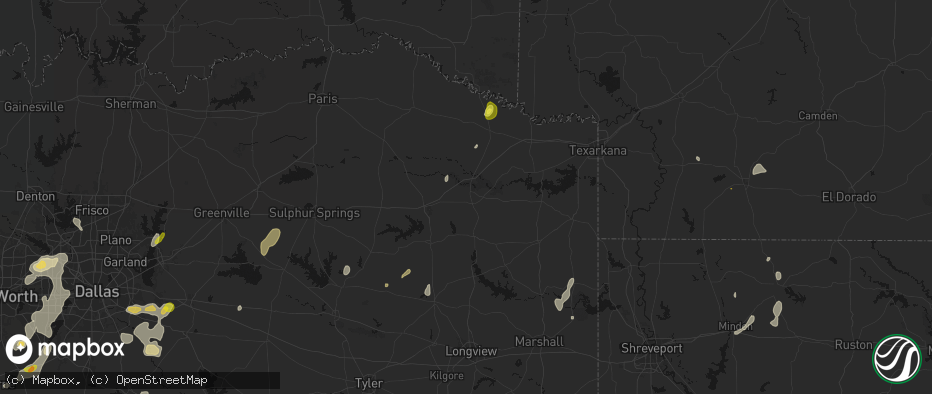 Hail map in Omaha, TX on June 2, 2026
