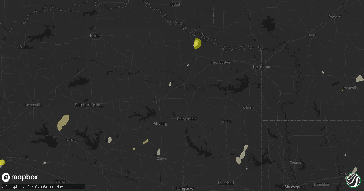 Hail map in Omaha, TX on June 2, 2026