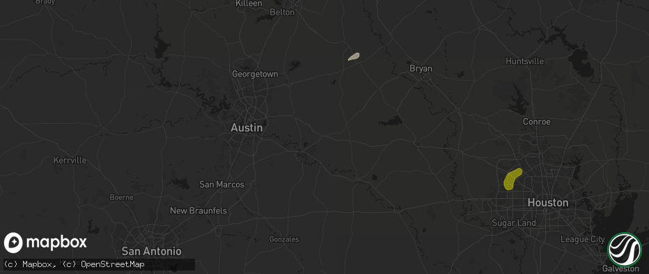 Hail map in Paige, TX on June 2, 2026