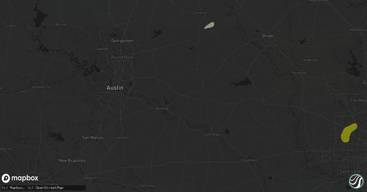 Hail map in Paige, TX on June 2, 2026