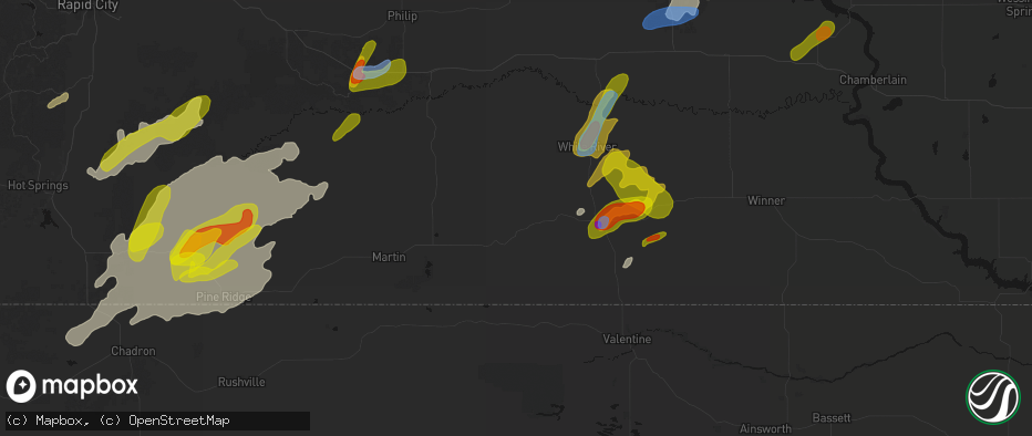 Hail map in Parmelee, SD on June 2, 2026