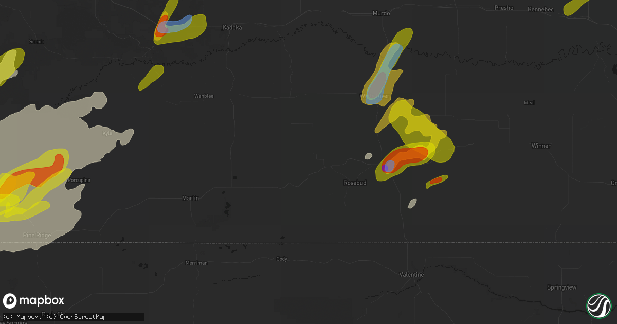 Hail map in Parmelee, SD on June 2, 2026