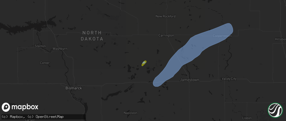 Hail map in Pettibone, ND on June 2, 2026