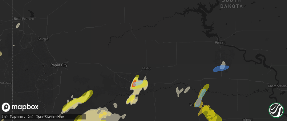 Hail map in Philip, SD on June 2, 2026