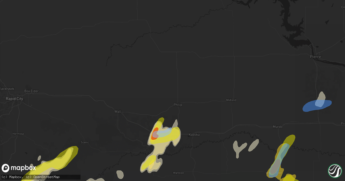 Hail map in Philip, SD on June 2, 2026