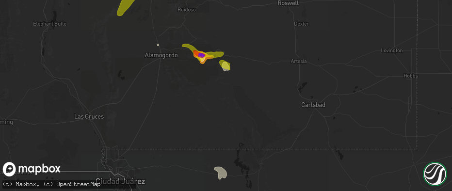 Hail map in Pinon, NM on June 2, 2026