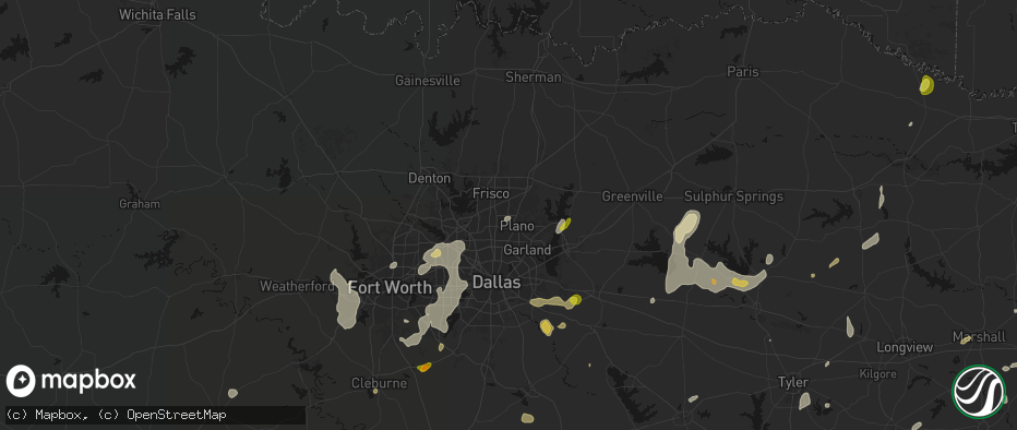 Hail map in Plano, TX on June 2, 2026