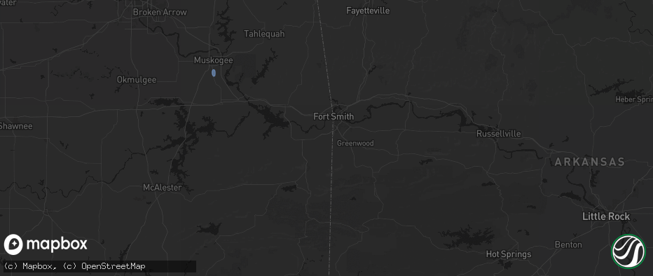 Hail map in Pocola, OK on June 2, 2026