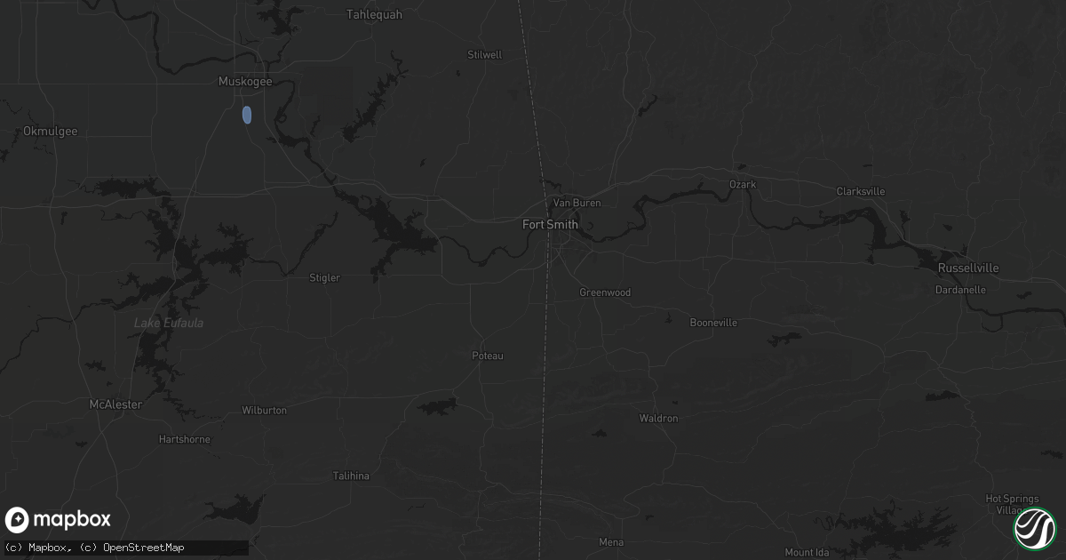 Hail map in Pocola, OK on June 2, 2026