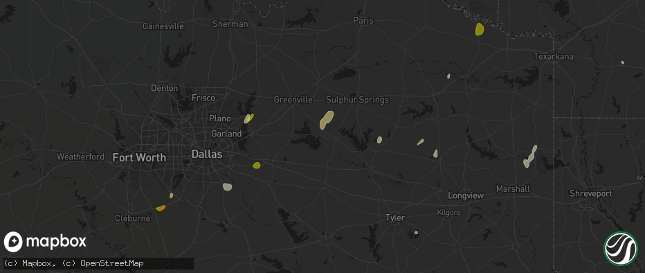 Hail map in Point, TX on June 2, 2026