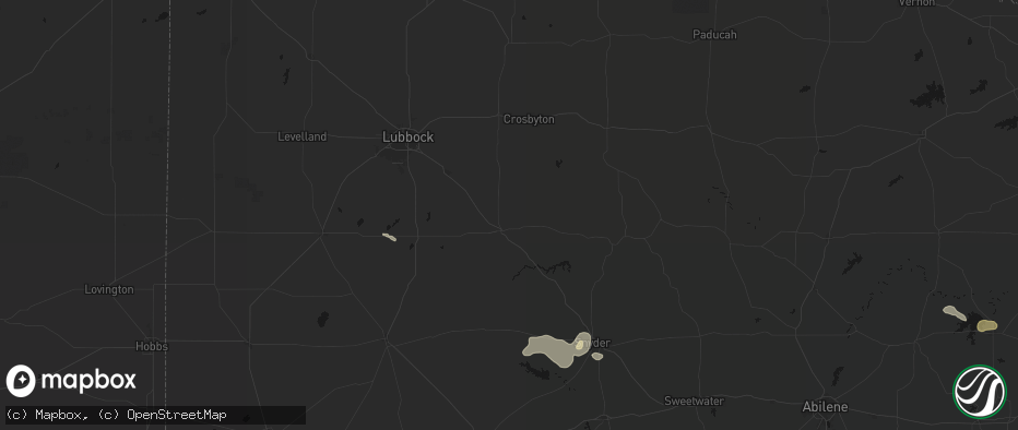 Hail map in Post, TX on June 2, 2026