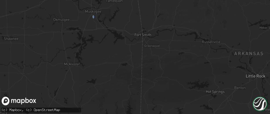 Hail map in Poteau, OK on June 2, 2026