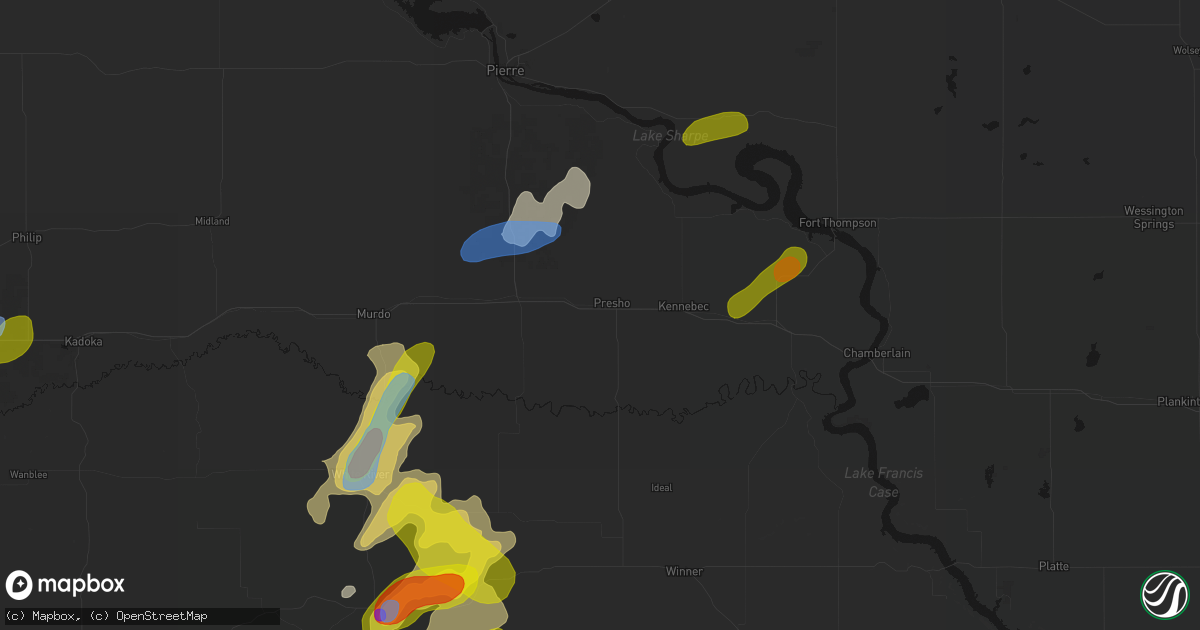 Hail map in Presho, SD on June 2, 2026