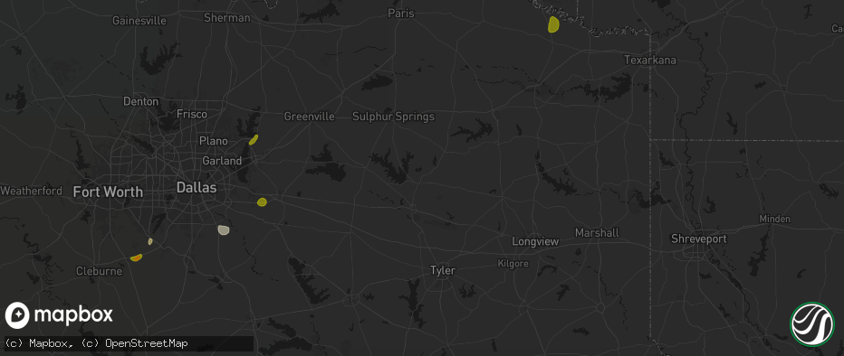 Hail map in Quitman, TX on June 2, 2026
