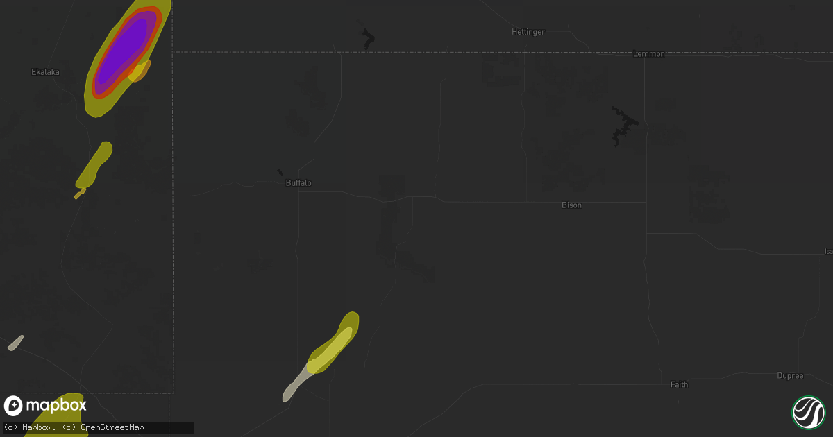 Hail map in Reva, SD on June 2, 2026