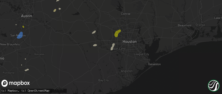 Hail map in Richmond, TX on June 2, 2026