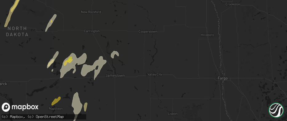 Hail map in Rogers, ND on June 2, 2026