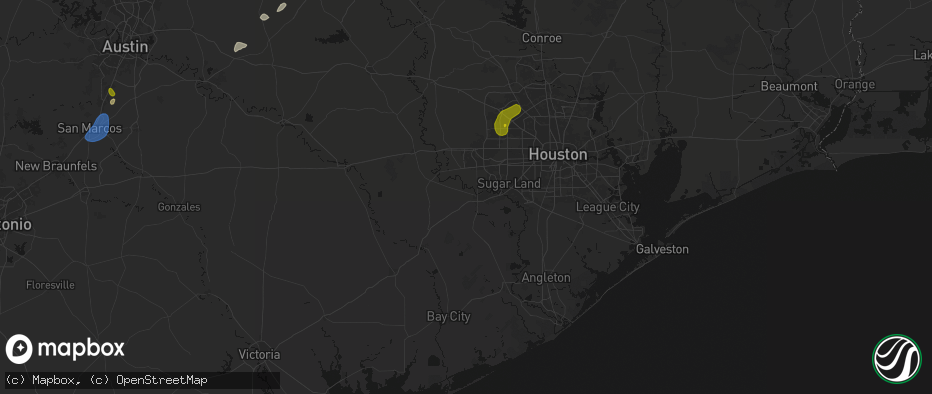 Hail map in Rosenberg, TX on June 2, 2026