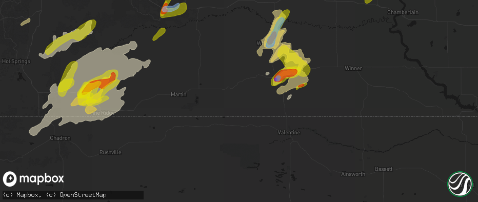 Hail map in Saint Francis, SD on June 2, 2026