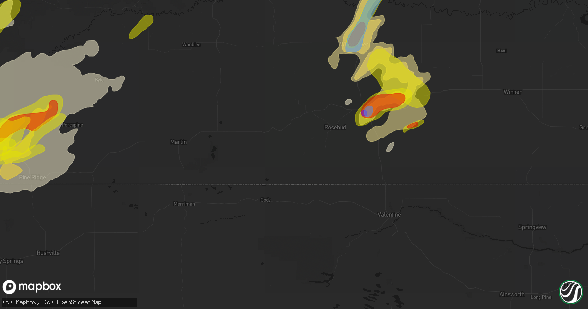 Hail map in Saint Francis, SD on June 2, 2026