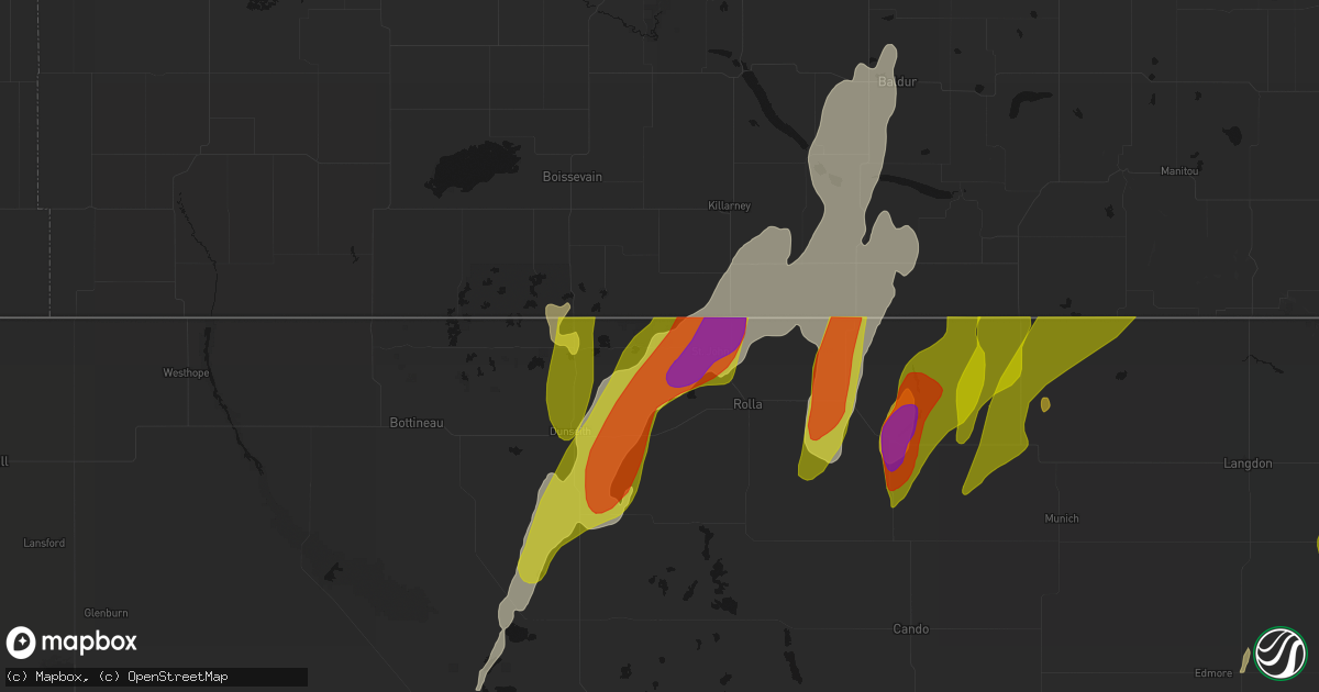 Hail map in Saint John, ND on June 2, 2026