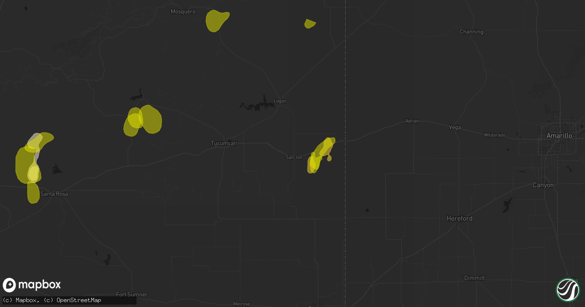 Hail map in San Jon, NM on June 2, 2026