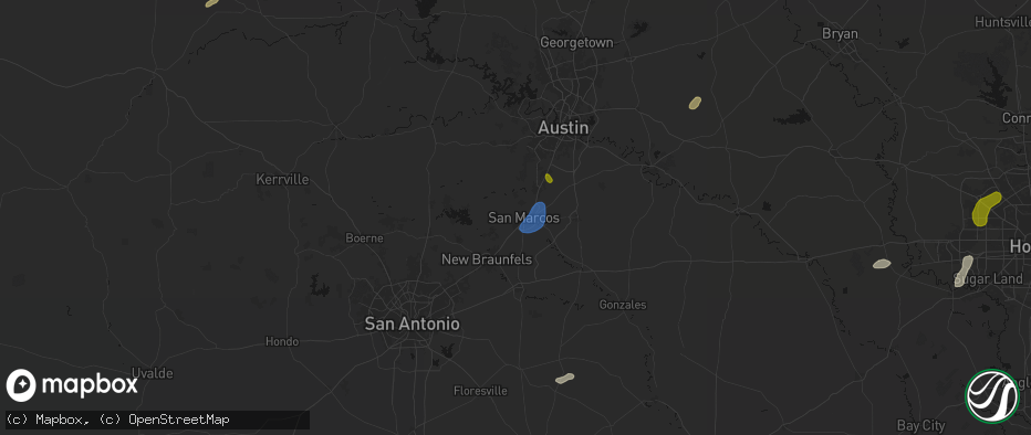 Hail map in San Marcos, TX on June 2, 2026