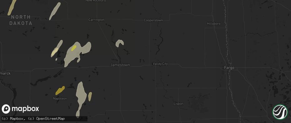 Hail map in Sanborn, ND on June 2, 2026