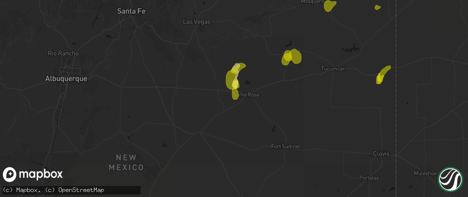 Hail map in Santa Rosa, NM on June 2, 2026